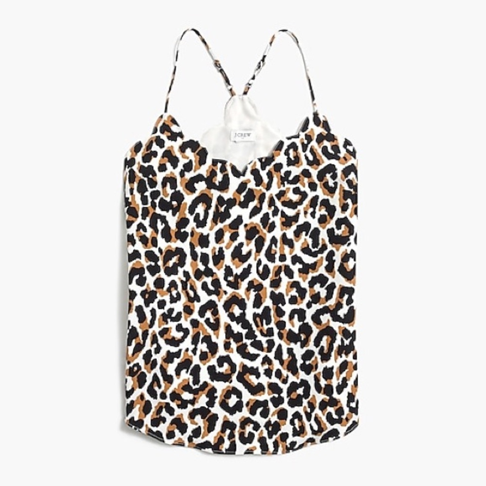 J. Crew Factory Leopard Scalloped Top